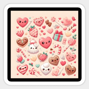 Cute Valentine's Day Hearts Candy Valentines Love Sticker